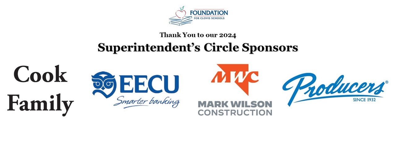 Thank You to our 2024 Superintendent&#39;s Circle Sponsors: Cook Family, EECU, Mark Wilson Construction, Producers